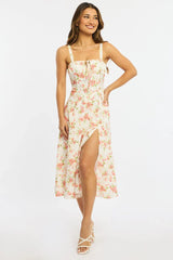 Pink Floral Midi Dress