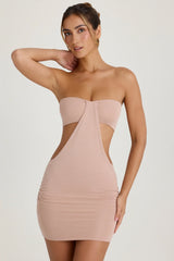 Bandeau Cut-Out Mini Dress in Warm Peach