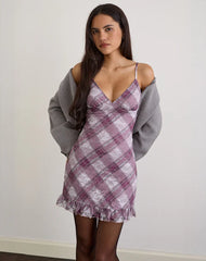 Delos Ruffle Mini Dress in Country Check