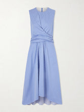 Penny striped gathered cotton midi dress
