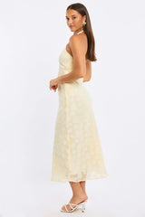Yellow Midi Dress Halter Neck