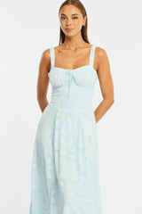 Blue Midi Dress Burn Out