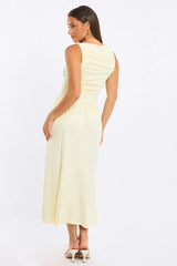 Yellow Maxi Dress Boat Neck