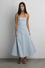 LINEN BLEND MIDI DRESS