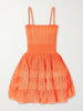 Tiered pointelle-knit mini dress