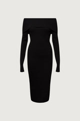 OFF THE SHOULDER LONG SLEEVE MIDI DRESS