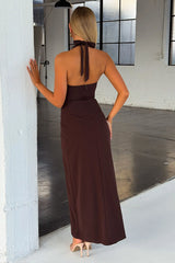 Madeleine Halter Maxi Dress - Brown
