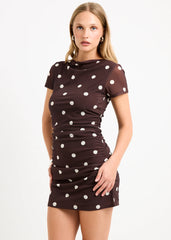 Mila Spot Mesh Mini Dress