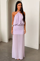 Milly Halter Neck Maxi Dress - Purple