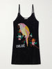 Embroidered crocheted cotton mini dress