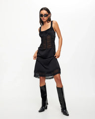 Kendall Midi Dress in Onyx Black
