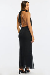 Black Cowl Neck Maxi Dress Chiffon
