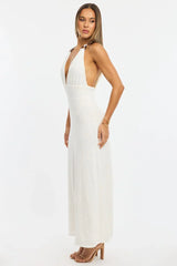 White Maxi Dress Halter Neck