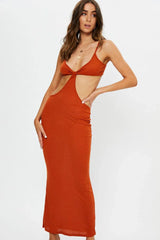 Brown Cut-Out Bodycon Maxi Dress