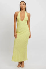 Green Halter Neck Maxi Dress