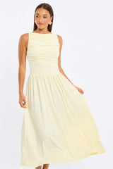 Yellow Maxi Dress Boat Neck