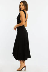 Black Midi Dress Hanky Hem