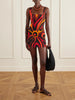 Printed mesh mini dress