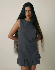 Saraya Mini Dress in Tailoring Grey Blue