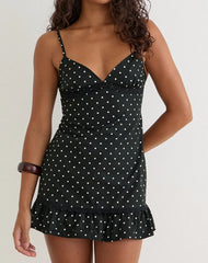 Tavita Mini Dress in Basic Polka Black