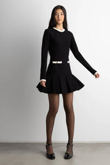 CONTRAST TRIM PLEATED MINI DRESS