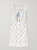 Nessie embroidered striped floral-print organic cotton mini dress