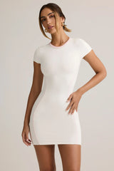 Modal Short-Sleeve Bodycon Mini Dress in White