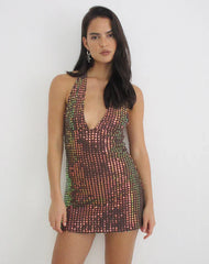 Codamo Mini Dress in Sequin Knit Dark Brown