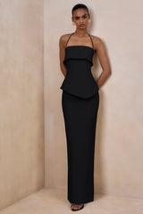 Fran | Black Square-Neck Corset Maxi Dress
