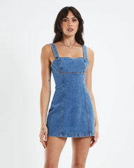 Vera Denim Corset Mini Dress Mid 90s Blue
