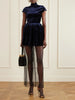 Pleated velvet turtleneck mini dress