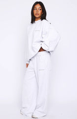 On My Own Terms Wide Leg Sweatpants Grey Marle
