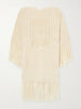Indra fringed crocheted cotton mini dress