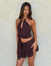 INDIGO MINI SKIRT - BROWN : CHOCOLATE