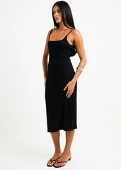 Straight Neck Midi Dress