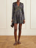 Striped metallic crochet-knit mini dress