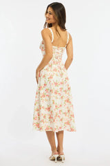 Pink Floral Midi Dress