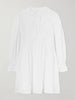 Recanati ruffled pleated lace-trimmed cotton mini dress