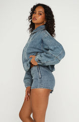 Cooler Than You Denim Shorts Brown Blue Acid