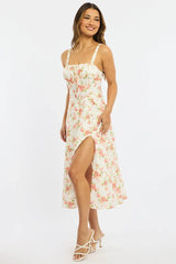 Pink Floral Midi Dress