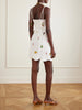Cool Day scalloped embroidered linen mini dress