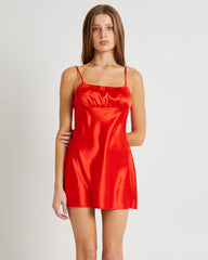 Ivy Ruched Silky Slip Mini Dress