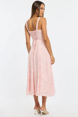 Pink Midi Dress Burn Out