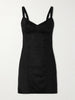 Lace-paneled jersey mini dress