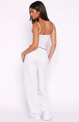 Off The Field Double Waistband Wide Leg Sweatpants Grey
