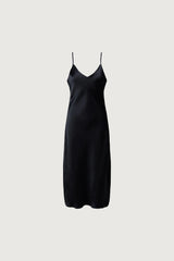 SATIN V-NECK SLIP MIDI DRESS