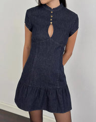 Manama Mini Dress in Chambray Indigo