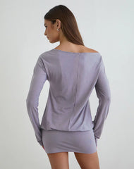 Raluca Long Sleeve Mini Dress in Grey Lavender