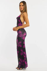 Black Floral Maxi Dress Strappy