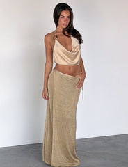 CYRENE TIE MAXI SKIRT - GOLD